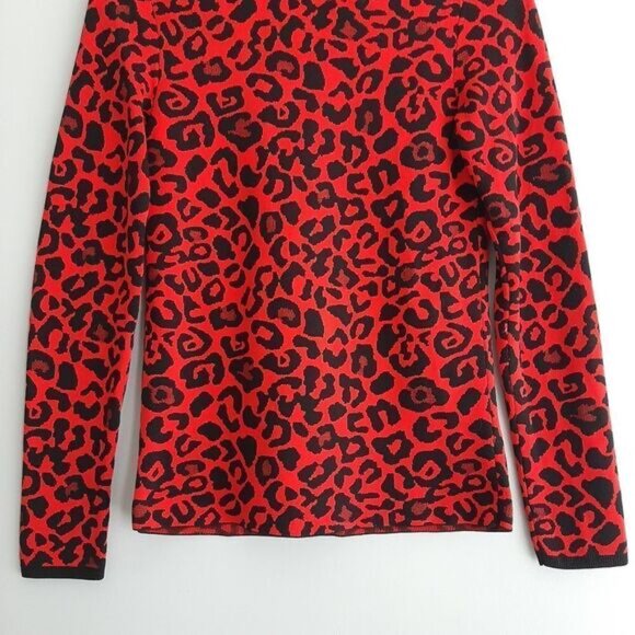 RIVER ISLAND Leopard Print Fine Knit Sweater T-Neck Top Sz M - Picture 5 of 12